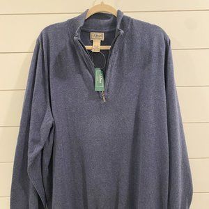 LL Bean 1/4 Zip Long Sleeve Sweater Men's Size XL Cotton Cashmere Blend NWT Blue